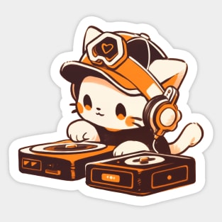 DJ cat playing music Sticker